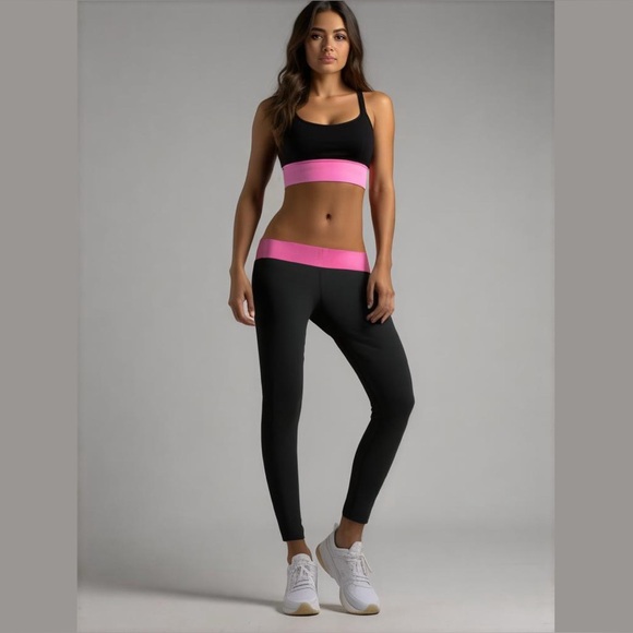 Women's Victoria's Secret Black & Pink Leggings Size S - Picture 1 of 4